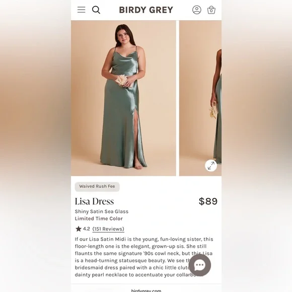 Unaltered Birdy Grey Lisa Shiny Satin Bridesmaid Dress in Sea Glass - Picture 4 of 9